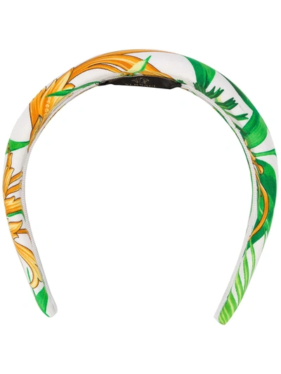 Versace Green Baroque Print Silk Headband