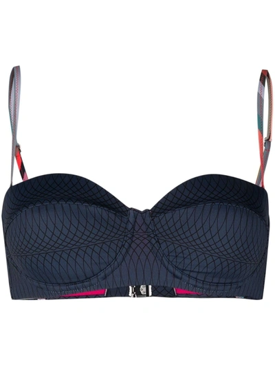 Paul Smith Geometric-print Bikini Top In Blue