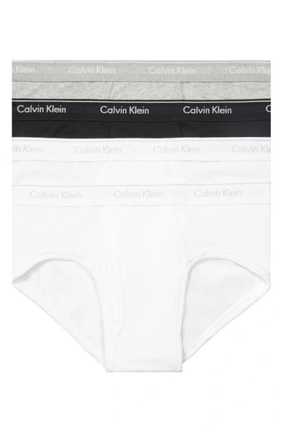 Calvin Klein 4-pack Hip Briefs In Heather Grey/ White/ Black