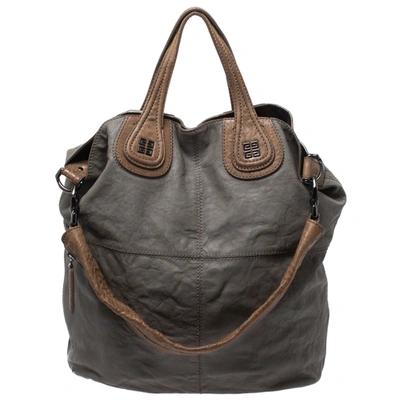 Pre-owned Givenchy Grey Leather Nightingale Shopper Toe Bag