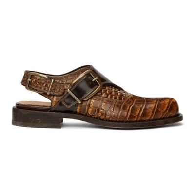 Dries Van Noten Brown Leather Monkstrap Shoes In 703 Brown