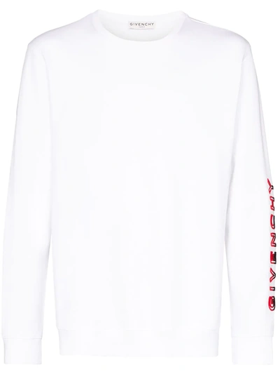 Givenchy Logo Sleeve Cotton Sweater In White