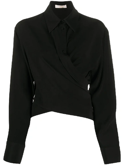 Ssheena Short Wrap-style Shirt In Black