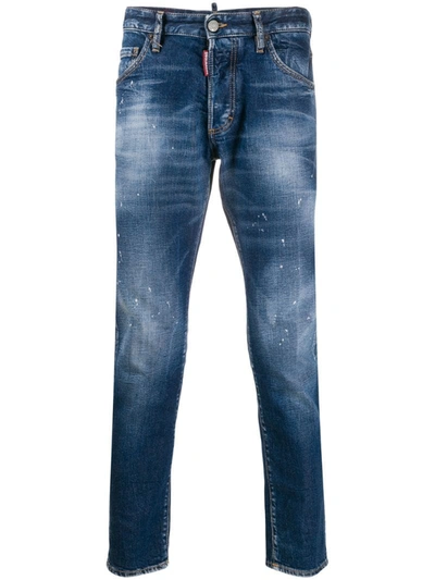 Dsquared2 Icon Paint-splattered Jeans In Blue