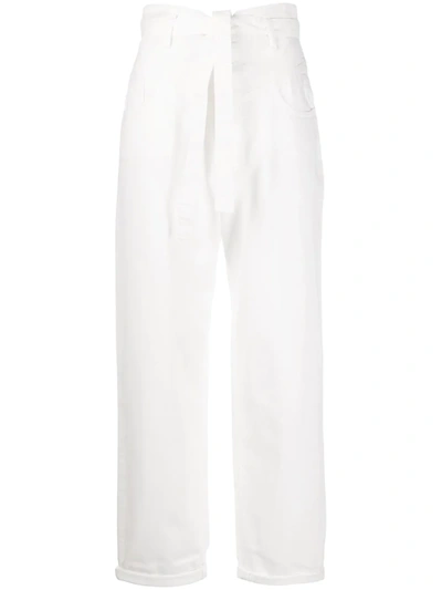 Pinko Straight-fit Belted Jeans In White