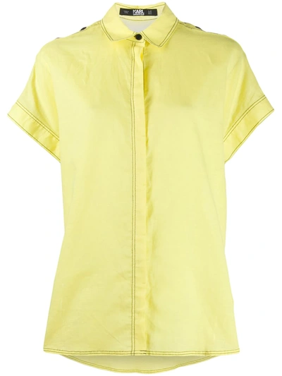 Karl Lagerfeld Concealed Front Shirt In Yellow