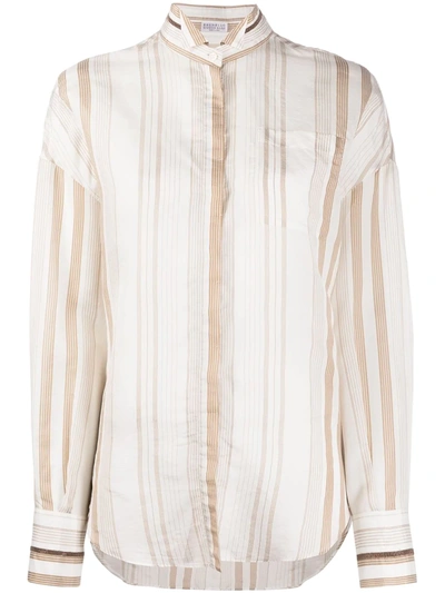 Brunello Cucinelli Striped Shirt In White