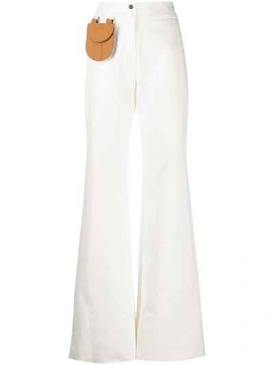 Palm Angels Mini Pocket Palazzo Trousers In White