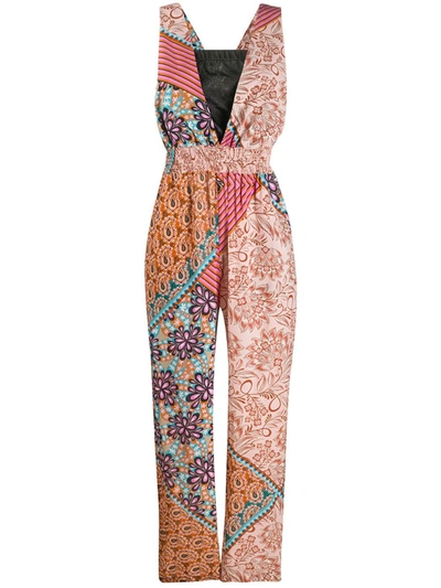 Pinko Sleeveless Patchwork Print Jumpsuit In Pink