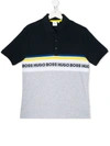 Hugo Boss Teen Colour-block Logo Polo Shirt In Blue