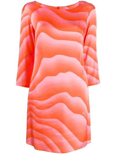 Just Cavalli Long-sleeve Shift Dress In Orange