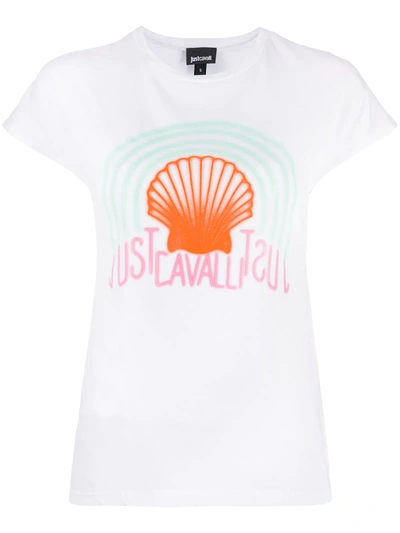 Just Cavalli Shell Print T-shirt In White