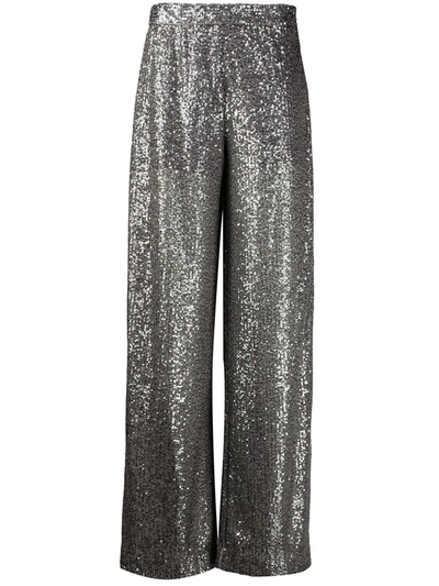 Just Cavalli Wide-leg Flared Trousers In Silver