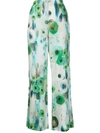 Antonelli Elasticated Floral Print Trousers In Green