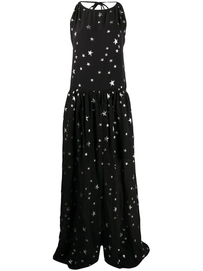 Amiri Front Slit Star Print Dress In Black