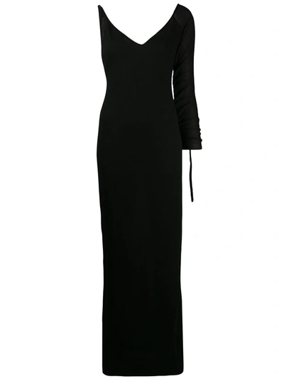 Pre-owned Gianfranco Ferre 1990s One Shoulder Long Dress In Black