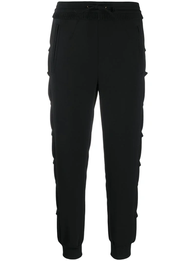 Twinset Micro Pleated Track Trousers In Black