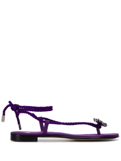 Alevì Rope Wrap Ankle Sandals In Purple