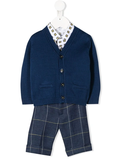 Colorichiari Babies' Check Print Trouser Set In Blue