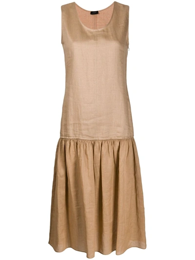 Joseph Nolen Shantung And Gathered Ramie-gauze Midi Dress In Camel