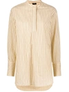 Joseph Striped Cotton And Silk-blend Blouse In Neutrals