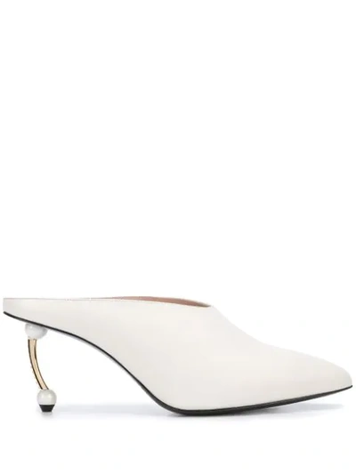 Coliac Embellished Heel Mules In White