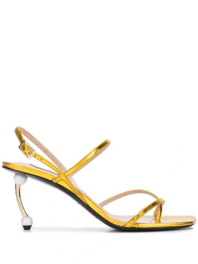 Coliac Embellished-heel Sandals In Gold