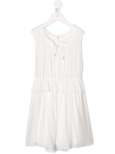 Chloé Teen Sleeveless Pleated Dress In White