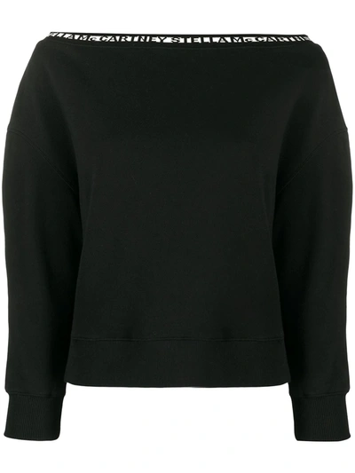 Stella Mccartney Logo Tape Off-the-shoulder Sweatshirt In Black