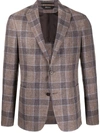 Z Zegna Single-breasted Plaid Blazer In Neutrals