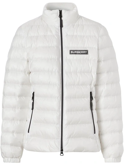 Burberry Logo Print Puffer Jacket In White