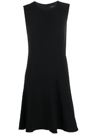 Theory Crepe Fit-and-flare Dress In Black