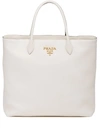 Prada Logo Plaque Tote Bag In White