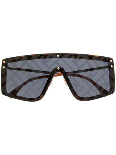 Fendi Monogram Print Sunglasses In Brown