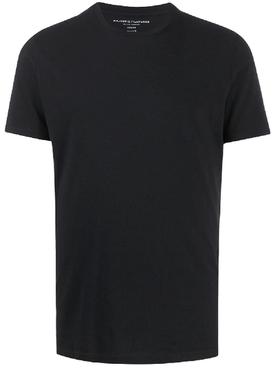 Majestic Mens Blue Other Materials T-shirt In Black