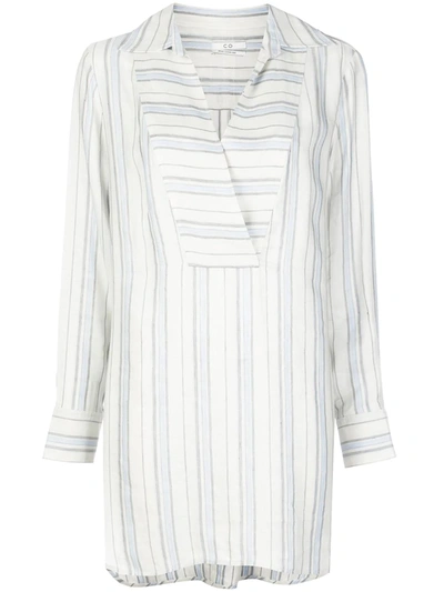 Co Llared Stripe Tunic In Blue