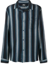Stussy Striped Print Long Sleeve Shirt In Blue