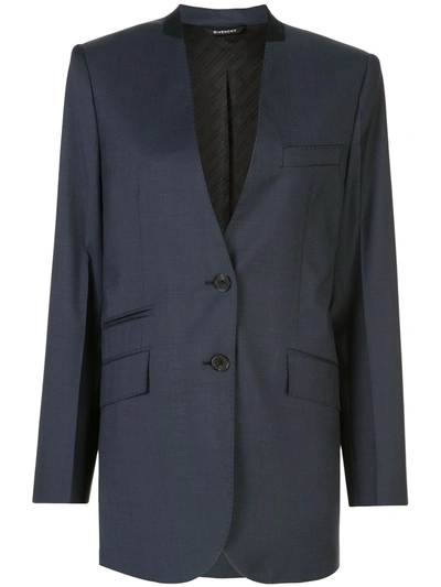 Givenchy Collarless Single-breasted Blazer In Blue