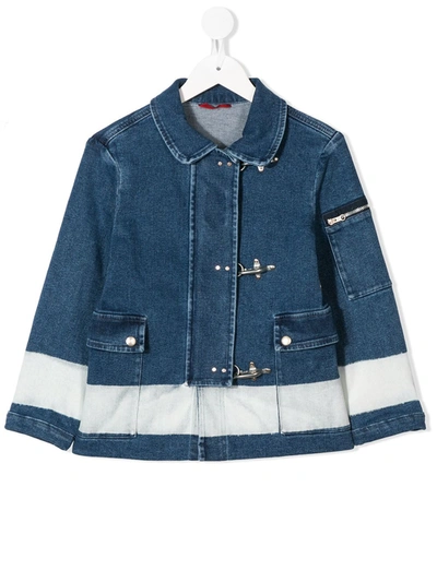 Fay Kids' Front Buckled Denim Jacket In Brown