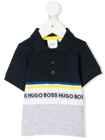 Hugo Boss Babies' Logo Polo Shirt In Blue