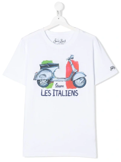 Mc2 Saint Barth Teen Les Italiens Print T-shirt In White