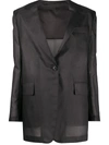 Msgm Single Breasted Organza Blazer In Black