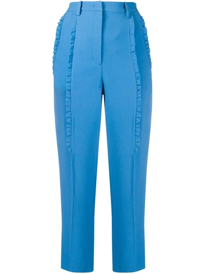 N°21 Ruffle-trimmed Cropped Cigarette Trousers In Blue