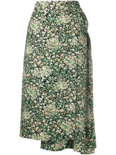 N°21 Floral-print Ruched Detail Skirt In Green