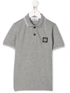 Stone Island Junior Kids' Piqué Logo Polo Shirt In Grey