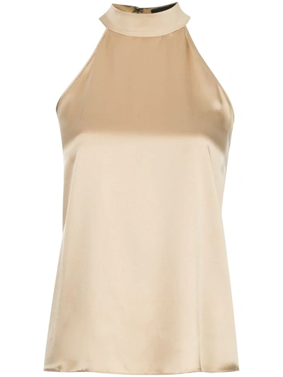 Nili Lotan Vara Halter Neck Silk Top In Neutrals