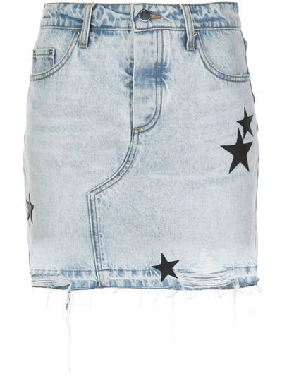 Amiri Star-print High-waist Denim Mini Skirt In Blue