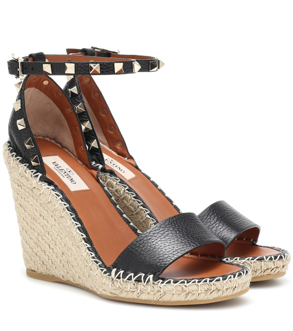 valentino rockstud espadrille wedge black
