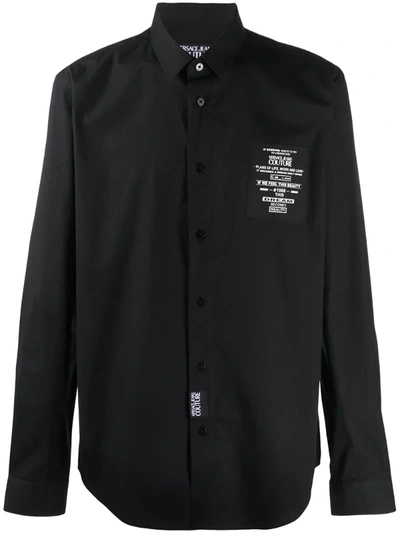 Versace Jeans Couture Logo Patch Relaxed Fit Shirt In Black