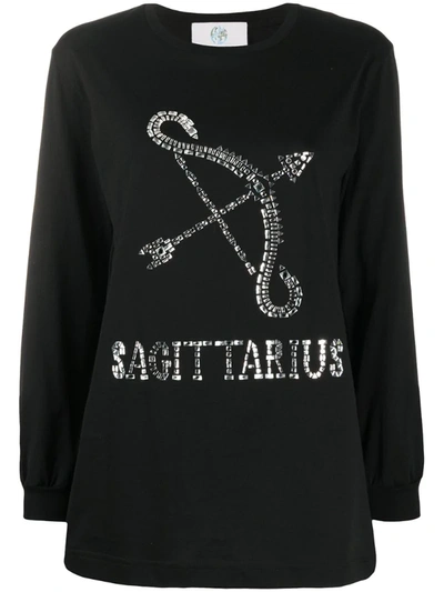 Alberta Ferretti Sagittarius Rhinestone-embellished Sweatshirt In Black
